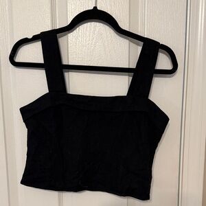 Abercrombie & Fitch Black Square-Neck Crop Top Linen